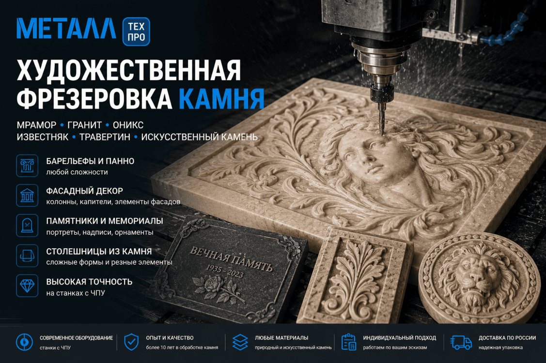 Художественная фрезеровка камня. Барельефы, скульптуры, фасадный декор из мрамора и гранита.